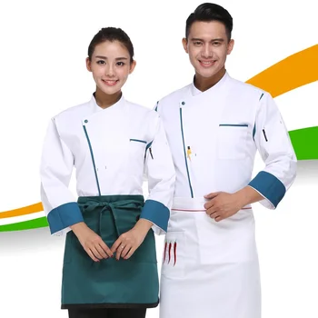 

10pcs Cook suit long-sleeve the cake work wear clothes Chef clothing cotton