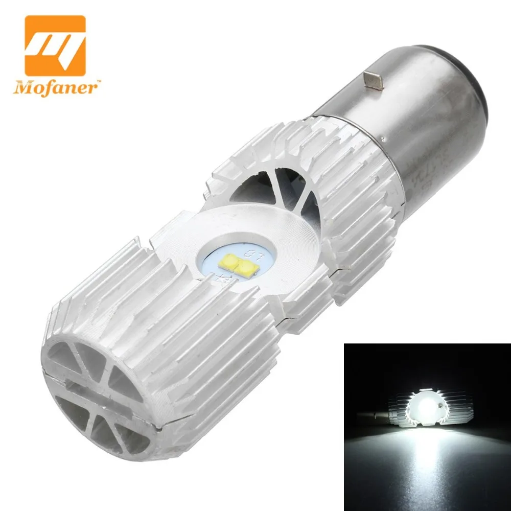 4 LED Scooter BA20D 20W Motorcycle Moped ATV Headlight Bulb Hi/Lo 6000K