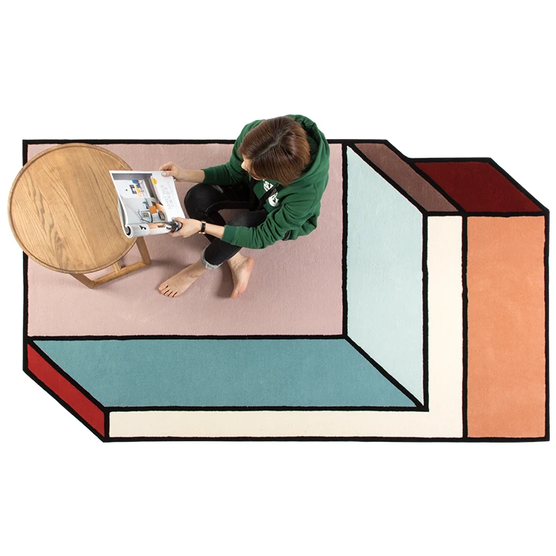 Мода Дания Алмаз шерсть кашемир нордический синий круглый шик стиль твердый ковер ручной работы коврик с геометрическим орнаментом полосатый современный дизайн