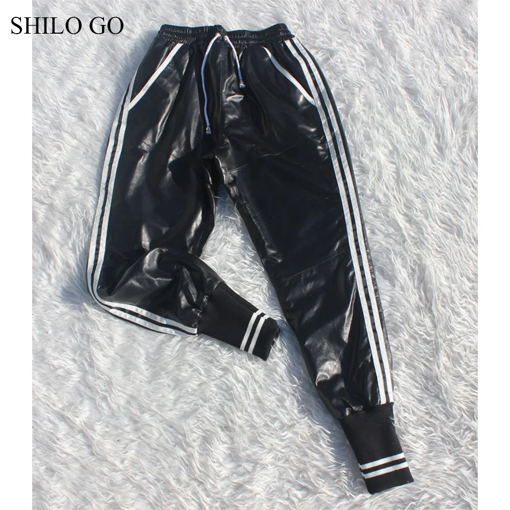Женские кожаные брюки SHILO GO весенние модные из натуральной овчины с высокой
