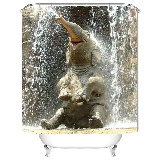 Buy Urijk Elephant Bath Waterproof Shower Curtain