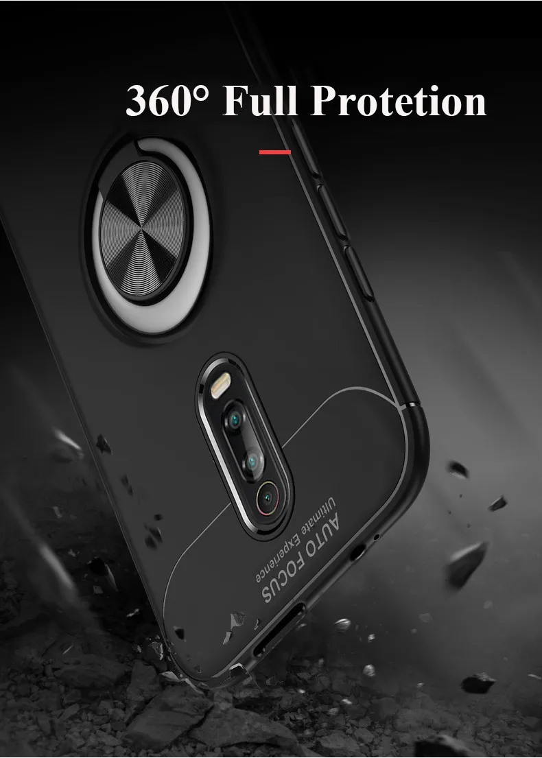 KEYSION Shockproof Armor Case for Xiaomi Mi 9T Pro 9 SE K20 Stand Holder Car Ring TPU Phone Cover for Redmi K20 Pro Note 7S Y3