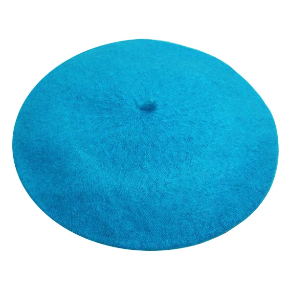 lake blue Дешевая модная новинка, женский шерстяной Одноцветный берет, женская кепка s, зимняя универсальная теплая прогулочная Кепка, 20 цветов - Цвет: lake blue