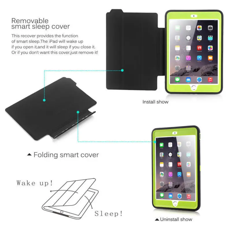 Shockproof Heavy Duty Flip Stand Cover For iPad Pro 12.9 2017 Case Smart Silicon Protective Tablet Fundas For iPad Pro 9.7 2016