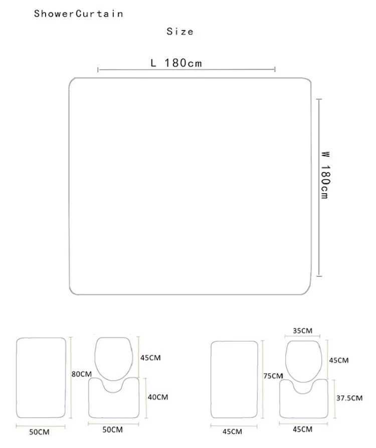 4 шт./компл. черный, белый цвет Мрамор печатных Ванная комната Комплект ковриков для Нескользящая подставка коврик+ крышка унитаз+ коврик для ванной ковер+ душ Шторы