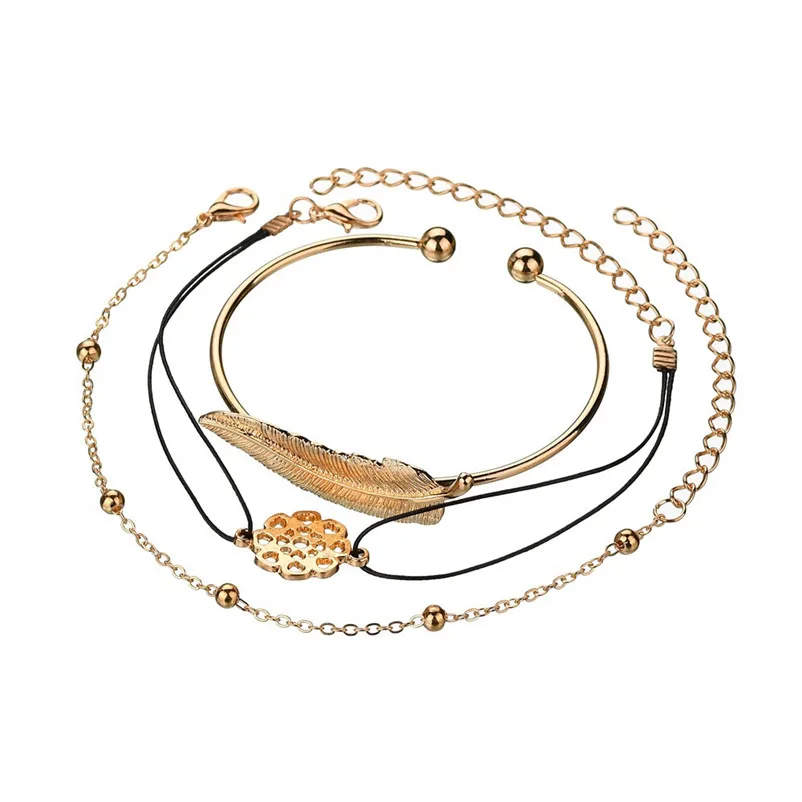 Fashion bracelets for women 2018 Stainless Steel Screw Hand Feather Wedding Cuff Bracelet Open Bangle Pulseiras Y11#N  (7)