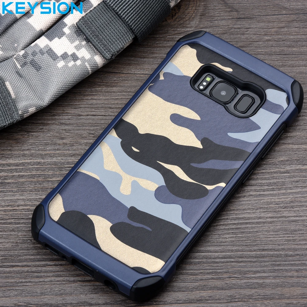 KEYSION Case for Samsung Galaxy S8 S8 Plus G950 G955 Army Camo Camouflage Pattern PC+TPU 2 in1 Anti-knock Protective Back Cover cases-for-s8+