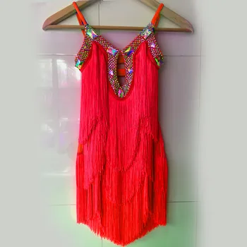 

New latin dance costumes senior sexy stones tassel latin dance dress for women latin dance competition dresses S-4XL A30