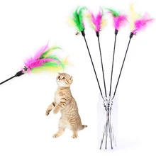 1pcs Funny Soft Feather Pet Cat Toy With Wand Interactive Bell Squeak Toy For Training Dog Cats 1pcs Funny Soft Feather Pet Cat Toy With Wand Interactive Bell Squeak Toy For Training Dog Cats