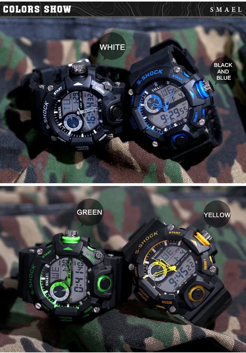Новые SMAEL часы мужские G стиль Wateproof S Shock спортивные мужские s часы лучший бренд класса люкс светодиодный цифровые часы военные армейские наручные часы