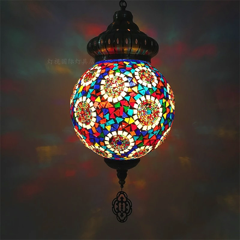 Марокканский турецкий стиль ретро винтажный подвесной светильник E27 база Средиземноморский стиль украшение Мозаика подвесной светильник - Цвет корпуса: see chart