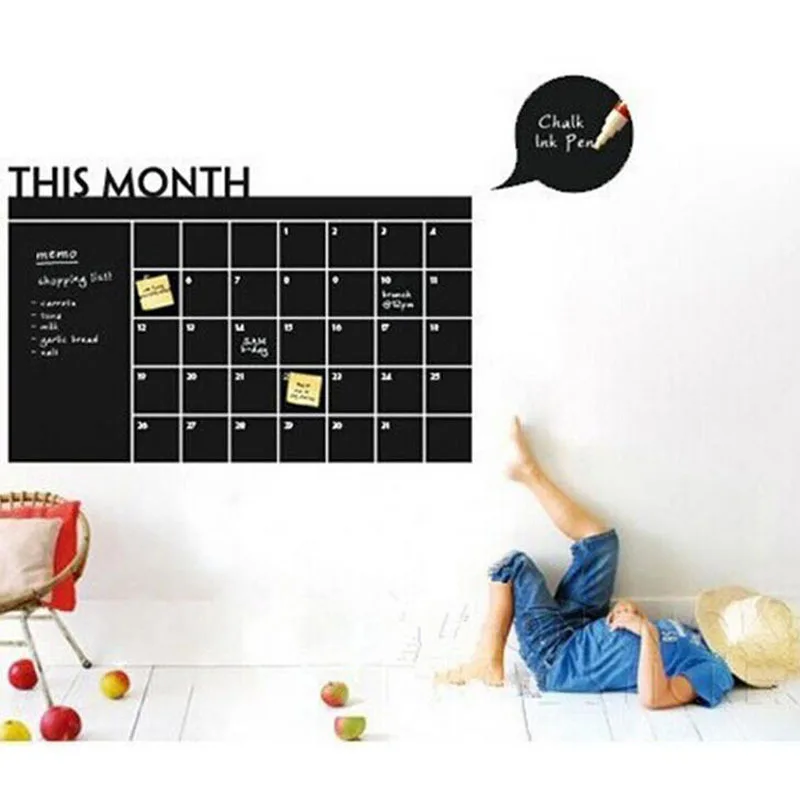 Съемная доска календарь Наклейка на стену DIY ежемесячный календарь Классная доска с расписанием настенное украшение для детской комнаты Кухня 60x100 см