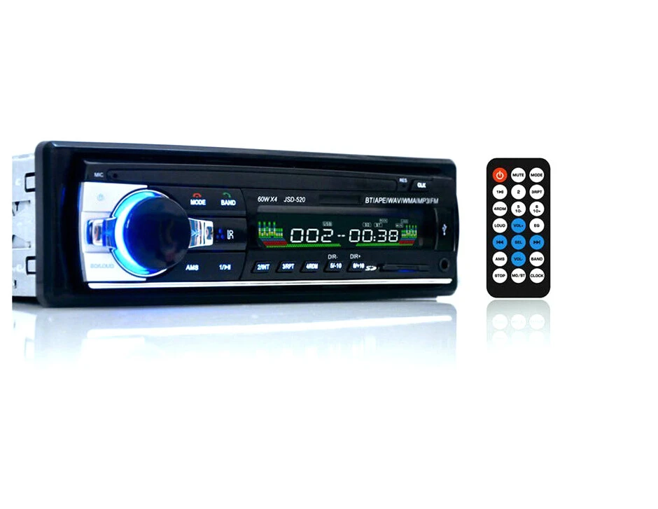 12V Bluetooth Car Stereo FM Radio MP3 Audio Player 5V Charger USB/SD/AUX/APE/FLAC Car Electronics Subwoofer In-Dash 1 DIN