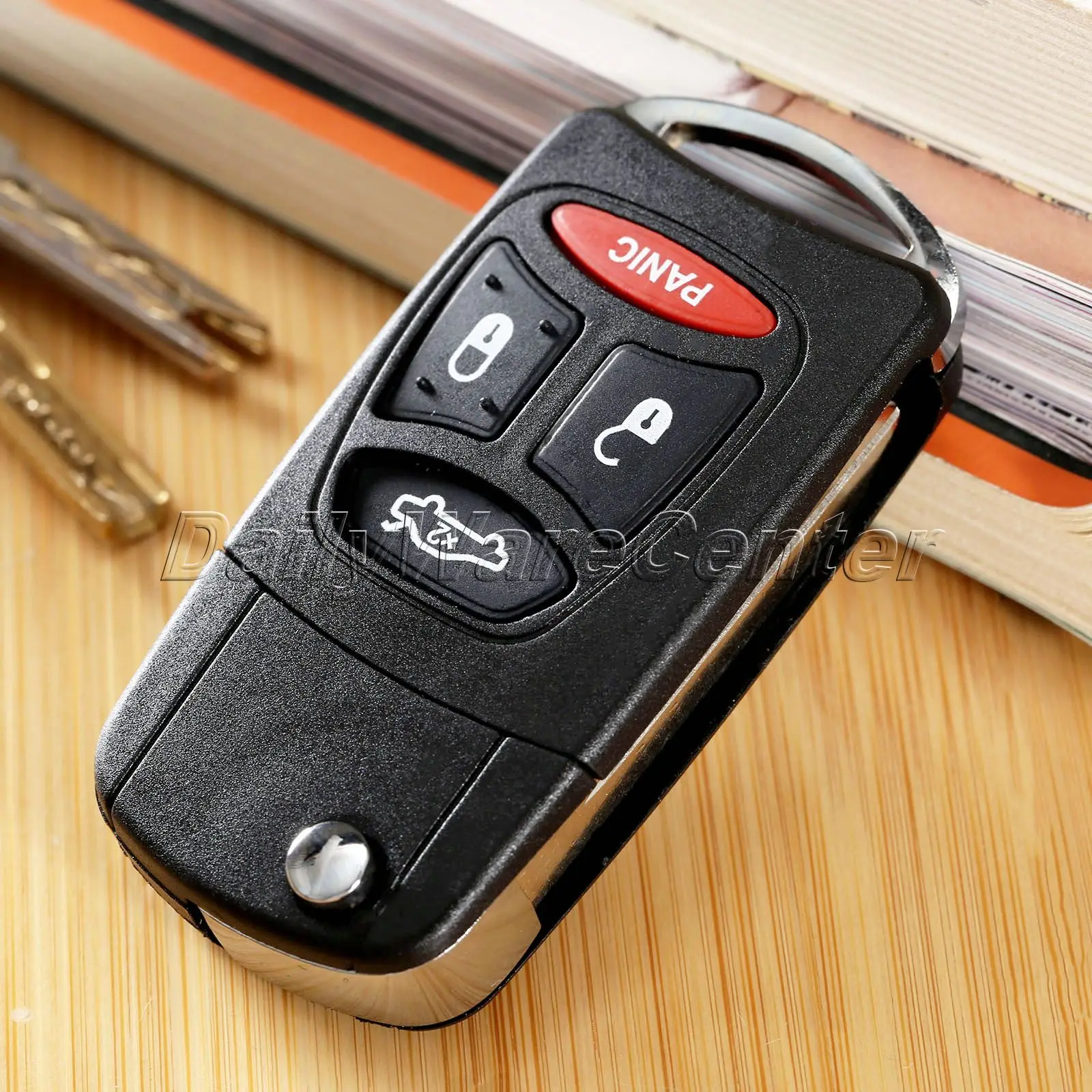 

3+1Panic Buttons Car Folding Flip Remote Key Case Shell for DODGE CHRYSLER 300 Aspen JEEP Auto Key Case Cover Replacement Shell