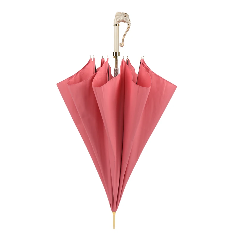 Новое поступление, 2 цвета, зонт с ручкой слона, Полуавтоматический зонт с длинной ручкой, мужские и женские зонты, высокое качество, Guarda Chuva - Цвет: red