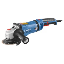 Машина шлифовальная угловая ЗУБР УШМ-П125-1400 ЭПСТ(Мощность 1400 Вт, 3000-9500 об/мин холостого хода, диск 125 мм, блокировка шпинделя, регулировка скорости