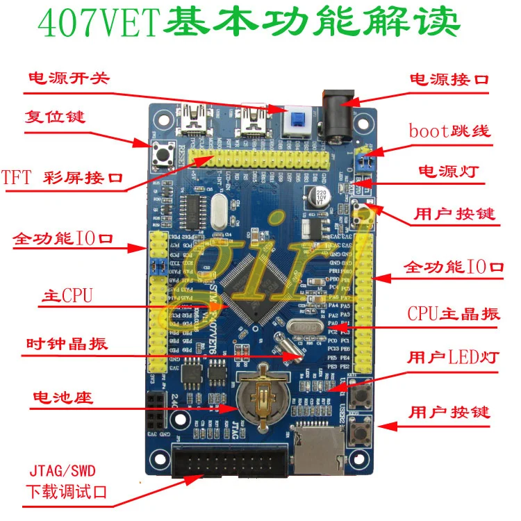 Макетная плата STM32F407VET6 для небольшой системы системная обучения ARM