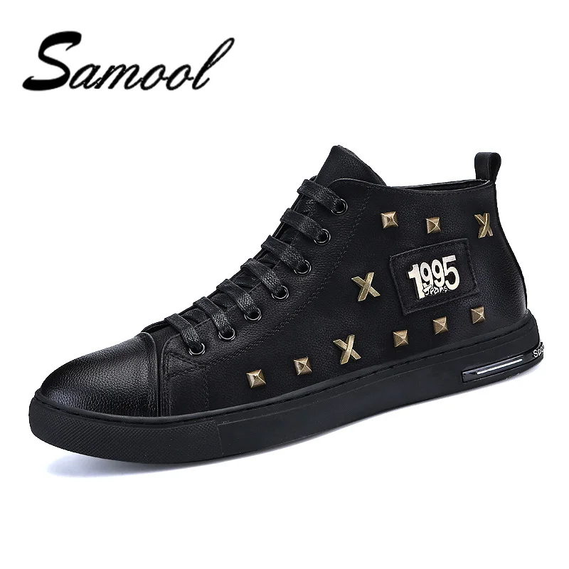 

Sneakers Men Casual Shoes Black Bottoms Shoes For Men Sneakers High Top Leather Shoes Men Flats Chaussure Homme Zapatos Hombre