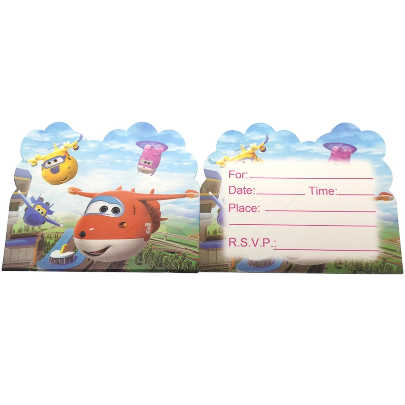 С днем рождения Дети Мальчики сувениры Superwings тема пригласительные билеты Baby Shower Superwings украшения события поставки 10 шт