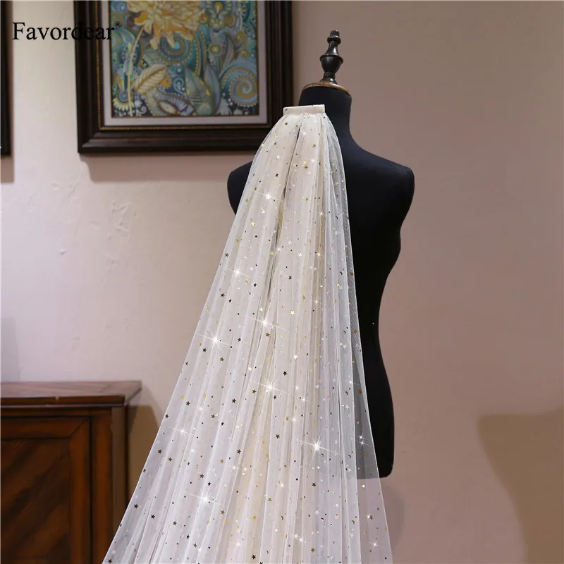 Фата свадебсветильник вырезанная с блестками и расческой 4 м|Свадебные вуали| |