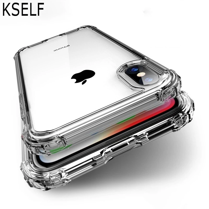 

KSELF Crystal TPU For Apple iPhone XS XS MAX XR X 8 7 6 6s Plus 5S SE Soft Silicone Clear Transparent Shock Resistan Bumpe Case