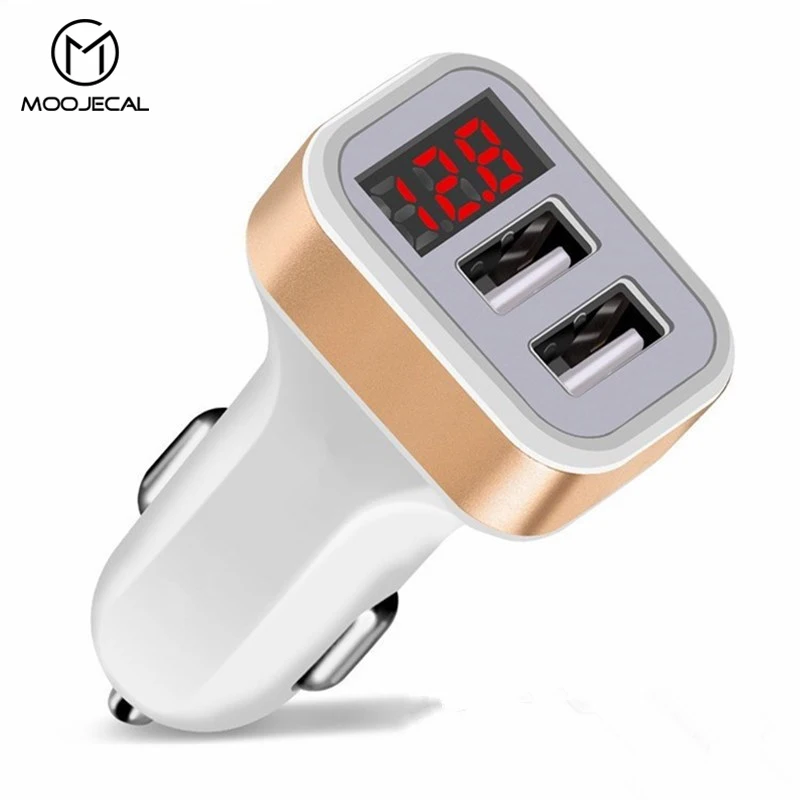 

MOOJECAL Car Charger Digital Display 2.1A Dual Port USB Charger Adapter for iPhone X 7 8 Samsung S9 S8 Xiaomi USB Phone Charging