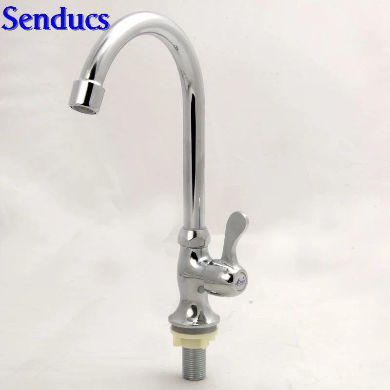 

Free shipping Senducs zinc alloy cold kitchen faucet for single handle single cold kitchen sink faucet of chrome mixer tap