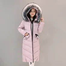 2017 Autumn Winter New Fahion Girls’s Down Jacket Hooded Cotton Lengthy Fur Collar Slim Girls Parkas Zipper Girls Outwear Parkas