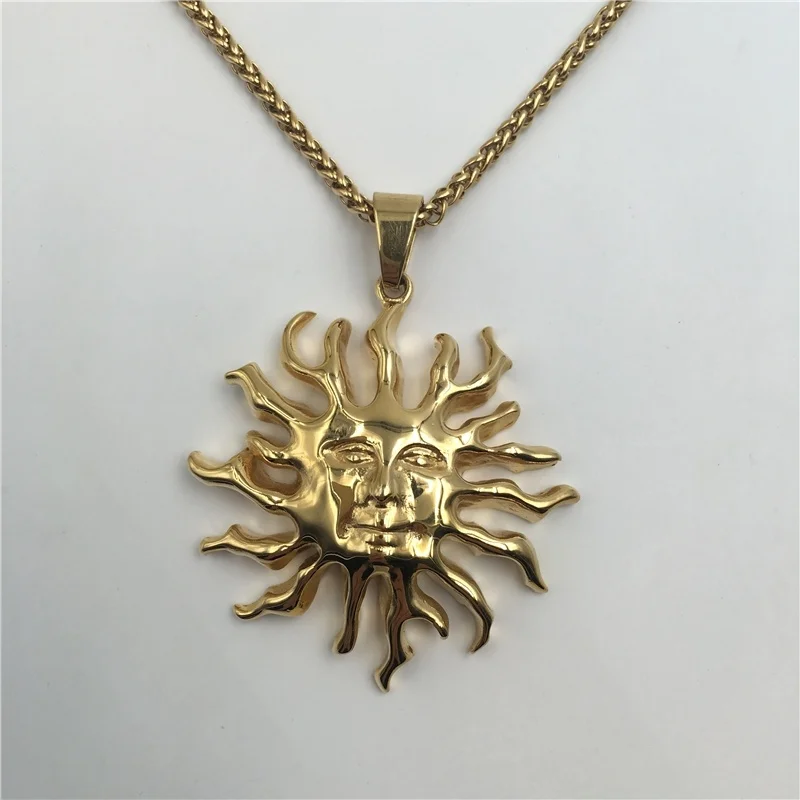 Titan God of the Sun HELIOS Pendant Necklace Mens Gold color Jewelry