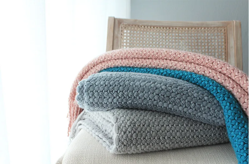 Одеяло, дышащее, теплое, для весны и лета, розовое, синее, серое, вязаное, одеяло, 50 ''X 65''
