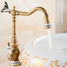 Großhandel Und Einzelhandel Deck Montiert Einhand-loch Waschbecken Mischbatterie Antike Messing Warmen und Kalten wasserhahn 6825