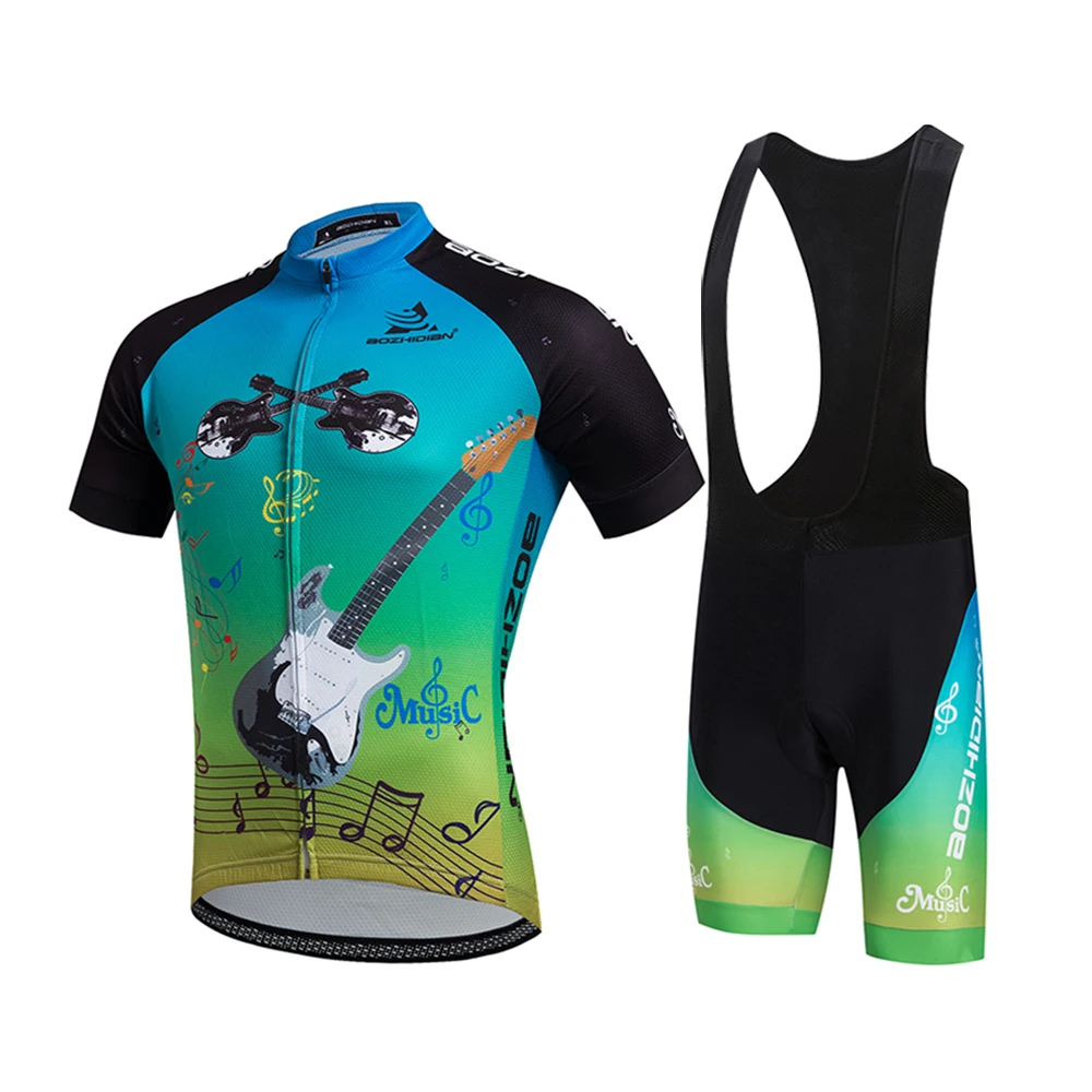 

2019 Cycling Jersey Sets Happy Music Design Cycling Clothing Short Sleeve Summer Bike Bicycle Clothes Gel Padd Bib Shorts
