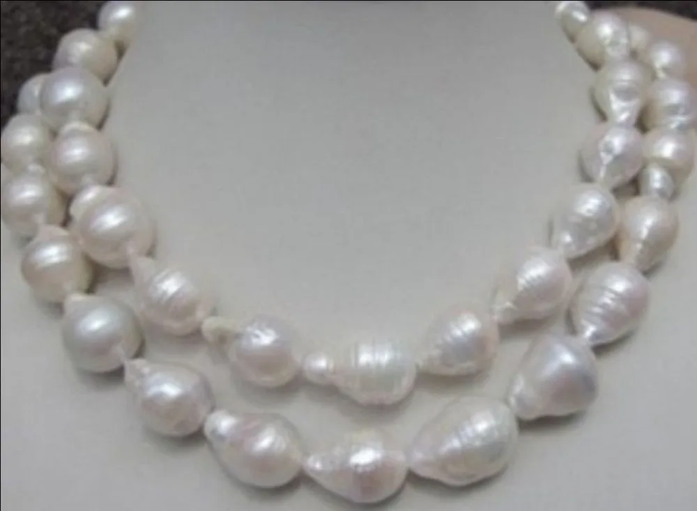 

FREE shipping>>>> HUGE 12-18MM NATURAL AAA SOUTH SEA WHITE BAROQUE PEARL NECKLACE 32 INCH new
