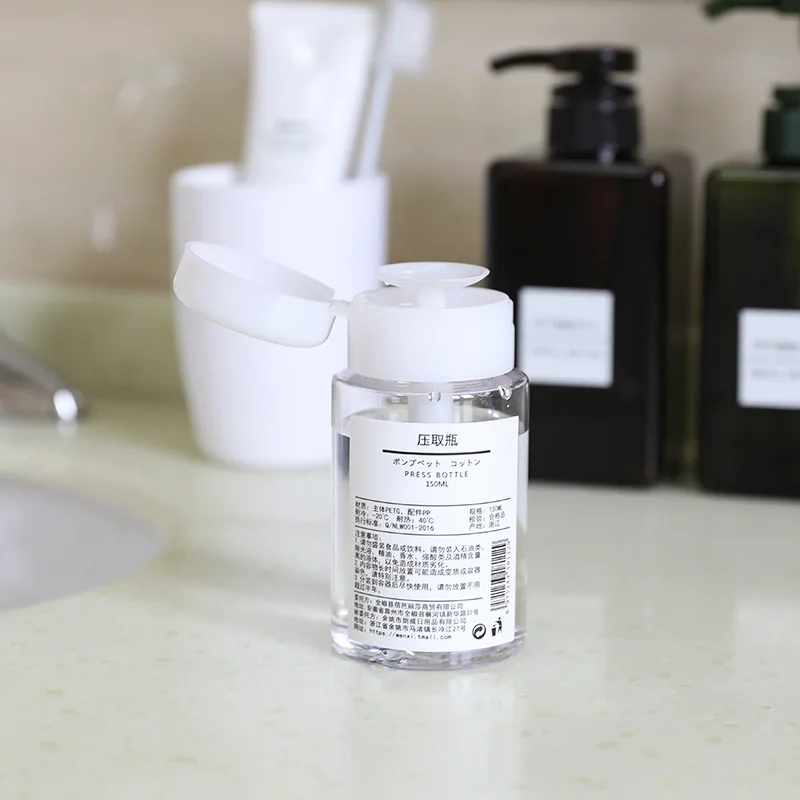 12pcs 150ml Empty Pressure Bottle Cleansing Oil Toner Refillable Bottle Lotion Liquid Container Nail Polish Cleaner Dispenser