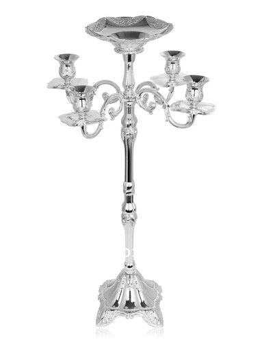 

H83/63cm 5arm silver candelabra wedding candlestick wedding decoration candle holders wedding candle lanterns flower vase ZT078