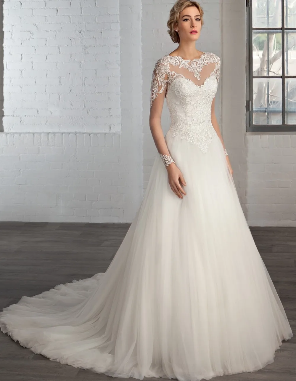 Свадебное платье 2017 Vestido De Noiva трапециевидной формы одежда с длинным рукавом See