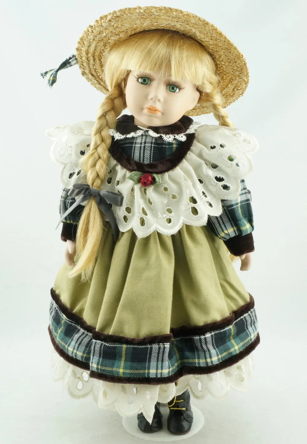 

Dolls Porcelain 16" New Collect Pea Green Doll Braids Princess Girl Hot Sale