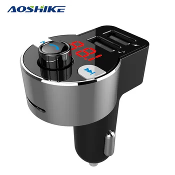 

AOSHIKE Bluetooth 4.2 FM Transmitter Wireless Radio with Dual USB Ports Music Player Support TF Card Hands Free Calling 3.1A