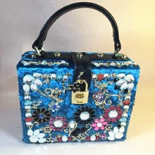new Crystal Flowers Velvet Clutches Party Purse Women Bag Luxury Diamond Evening Bags For Voting Lock Bag Bags Handbags Women’s