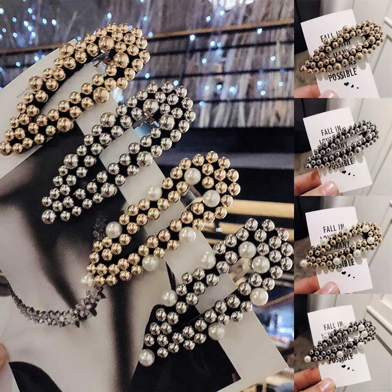

Fashion Imitation Pearl Women Hair Clips Gold Silver Vintage Hairpins Barrette Fashion Girls Hair Accessories Hairgrip