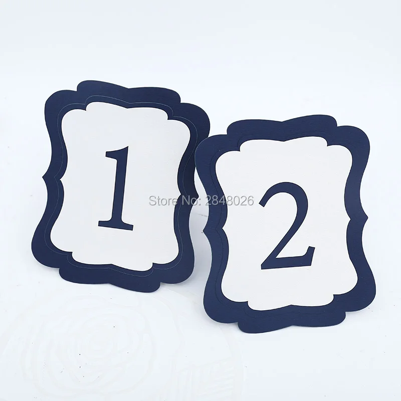 Navy Blue Table Numbers Free Standing Wedding Table Number Cards