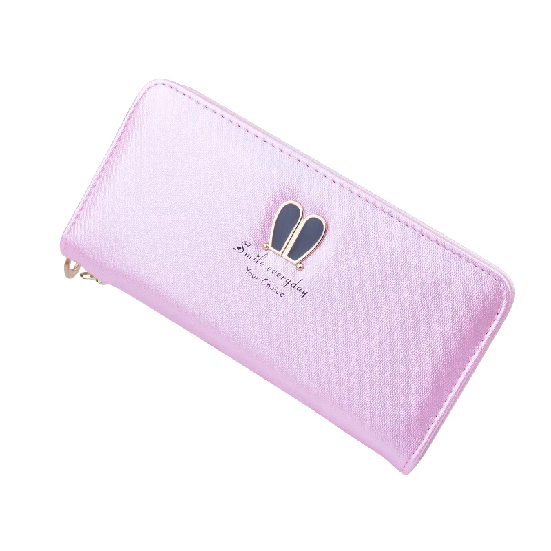 

Brand Wallet Woman Zipper PU Leather Girls Student Long Section Bags Candy Colors Large Capacity Female Hand Wallet