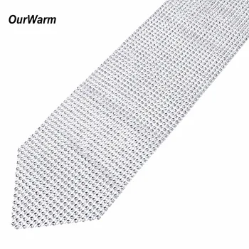 

OurWarm 10Pcs/lot Table Runner for Wedding Bling Sparkly Diamond Mesh Wrap 12*275cm Crystal Wedding Ribbon Party Supplies