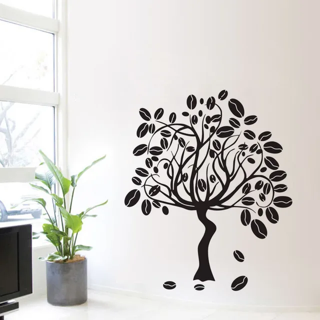 Coffee Tree Wall Stickers Design Vinyl Art Decals Cafe Bar Coffee Tree Wall Stickers Design Vinyl Art Decals Cafe Bar Murals Home Decor Creative Wallpaper