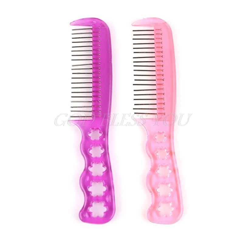 

Profissional Anti-Static Steel Teeth Plastic Wig Comb Brushes Hairpiece Care Hair Brush For Kids Girl Women Hair Brush