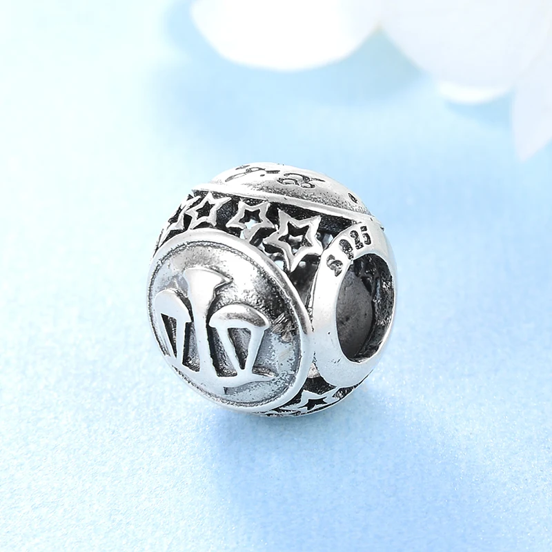 925 пробы Серебряный Модный 12 Созвездие весы DIY бисер Подходит Pandora браслет для изготовления ювелирных изделий