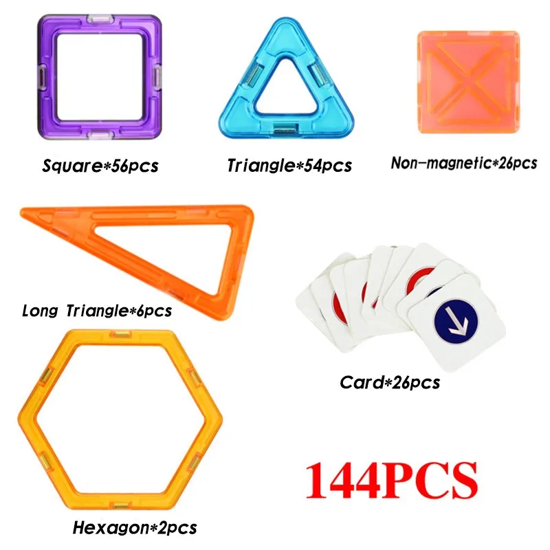 144 шт./компл. магнитные блоки просвещать Модель "Сделай своими руками", Магнитный конструктор Пластик строительные блоки для детей