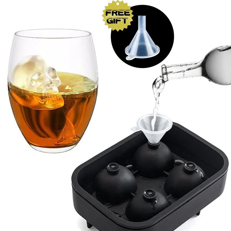 

3D Skull Silicone Ice Cube Mold Whiskey Wine Cocktail Ice Mold Tray Maker Skeleton Chocolate Mould Bar Party Supplies DIY Tools