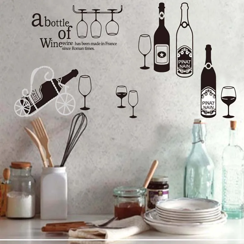 Creative red wine glass drinks wall sticker Bar restaurant coffee tea shop window glass paste