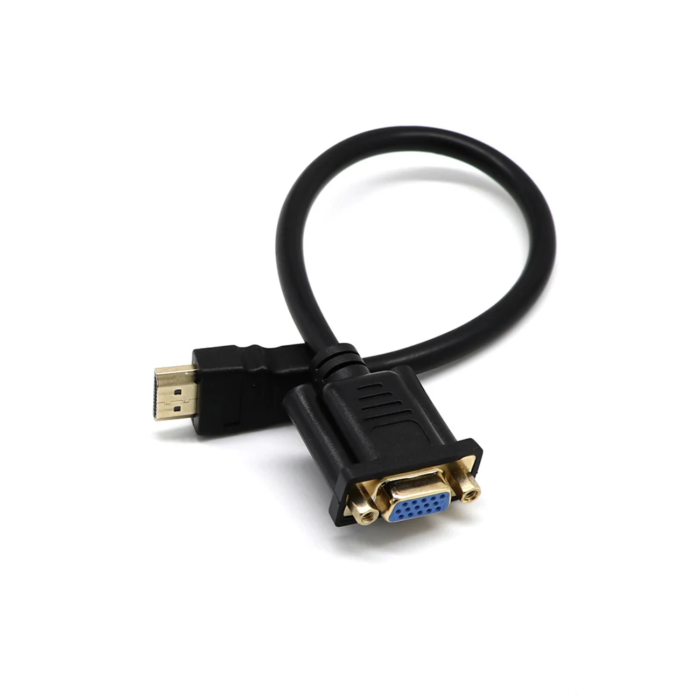 Позолоченный 30 см HDMI Мужской к VGA Женский Кабель-адаптер HDMI к VGA D-SUB 15 Pin Цифровой Аудио Видео AV конвертер кабель Разъем